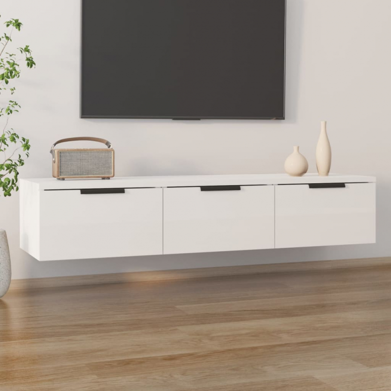 Wandschrank Hochglanz-Weiß 102x30x20 cm Holzwerkstoff