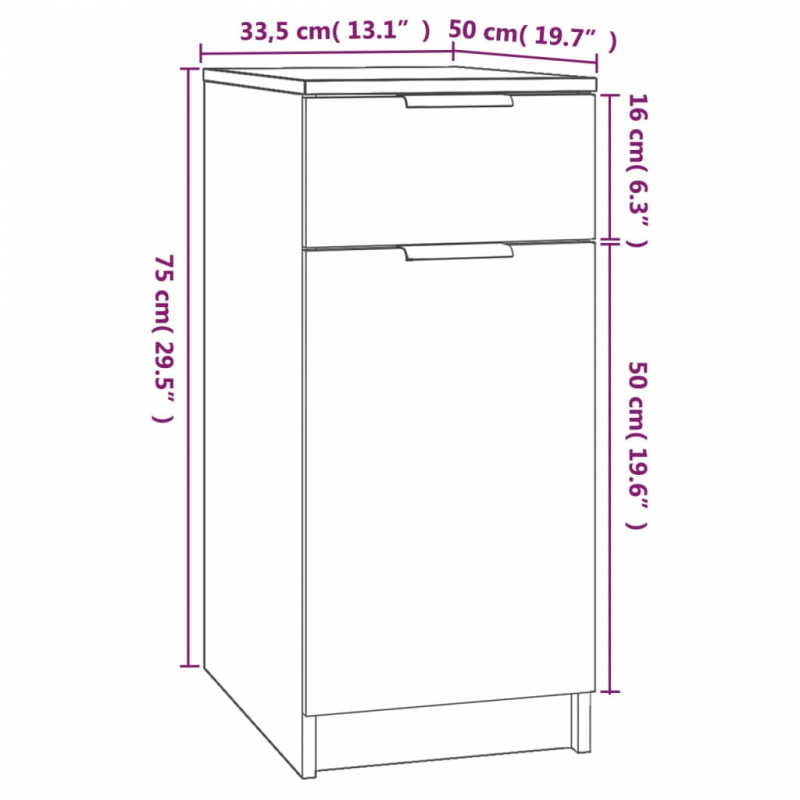 Büroschrank Betongrau 33,5x50x75 cm Holzwerkstoff