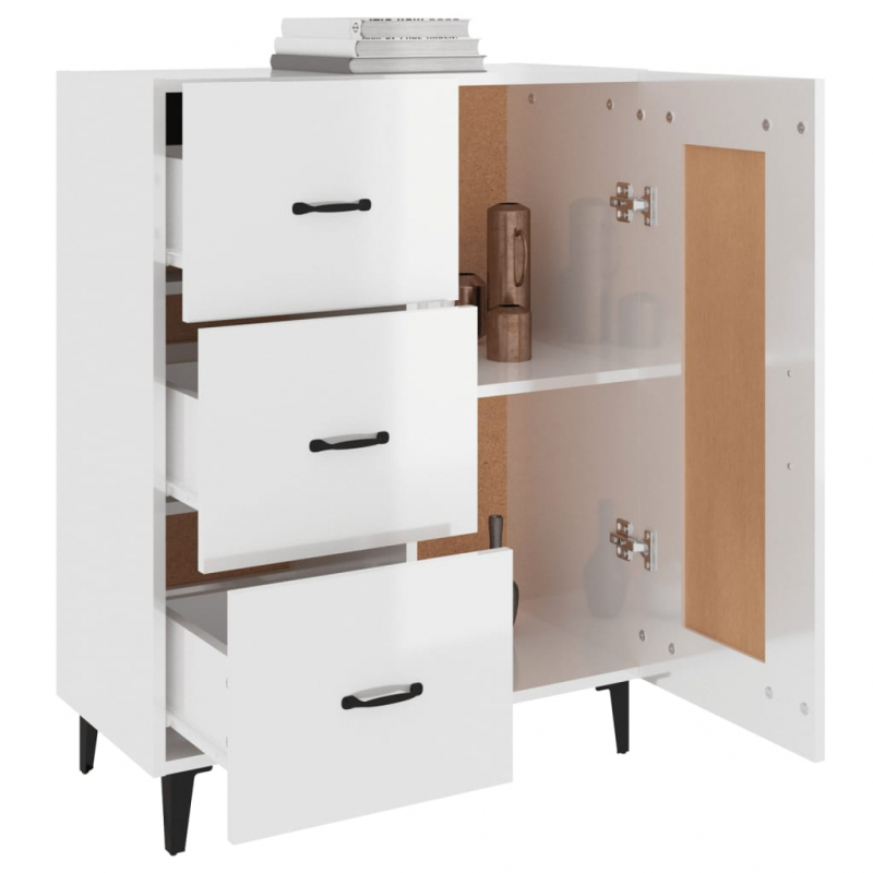 Sideboard Hochglanz-Weiß 69,5x34x90 cm Holzwerkstoff