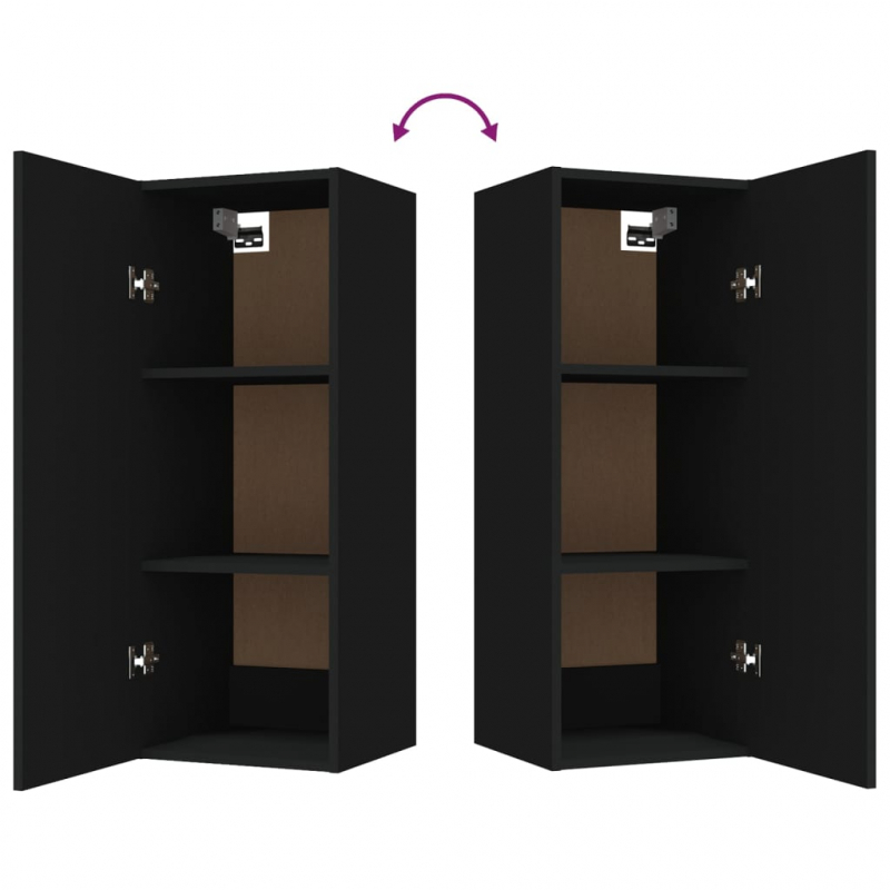 Wandschrank Schwarz 34,5x34x90 cm Holzwerkstoff