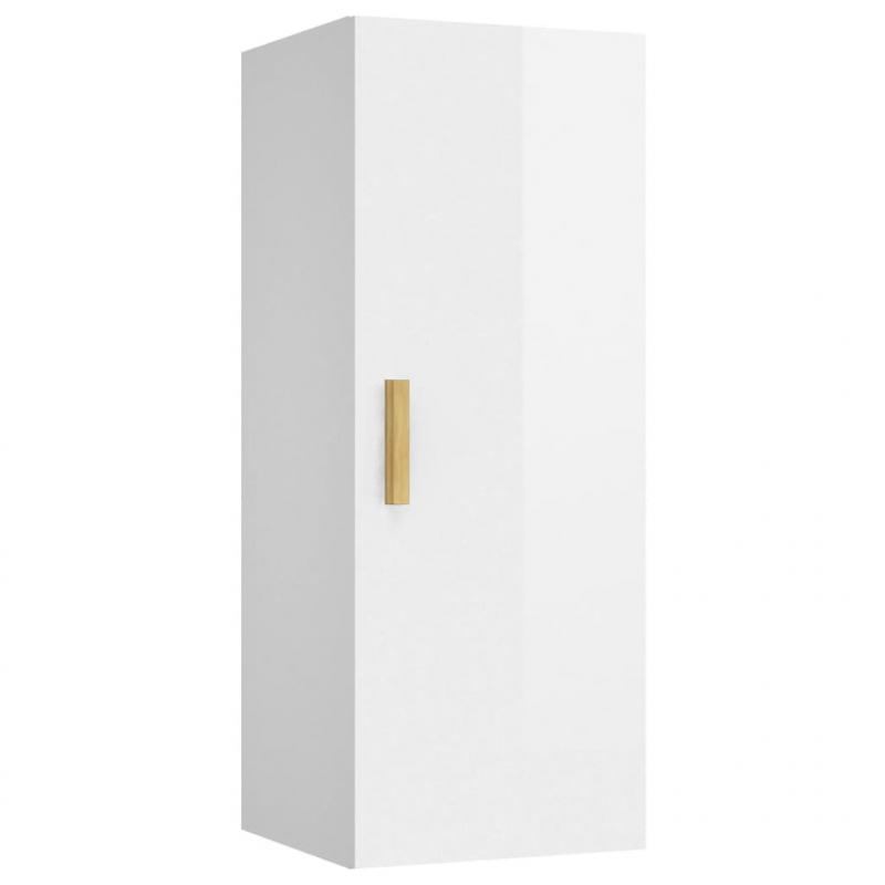 Wandschrank Hochglanz-Weiß 34,5x34x90 cm Holzwerkstoff
