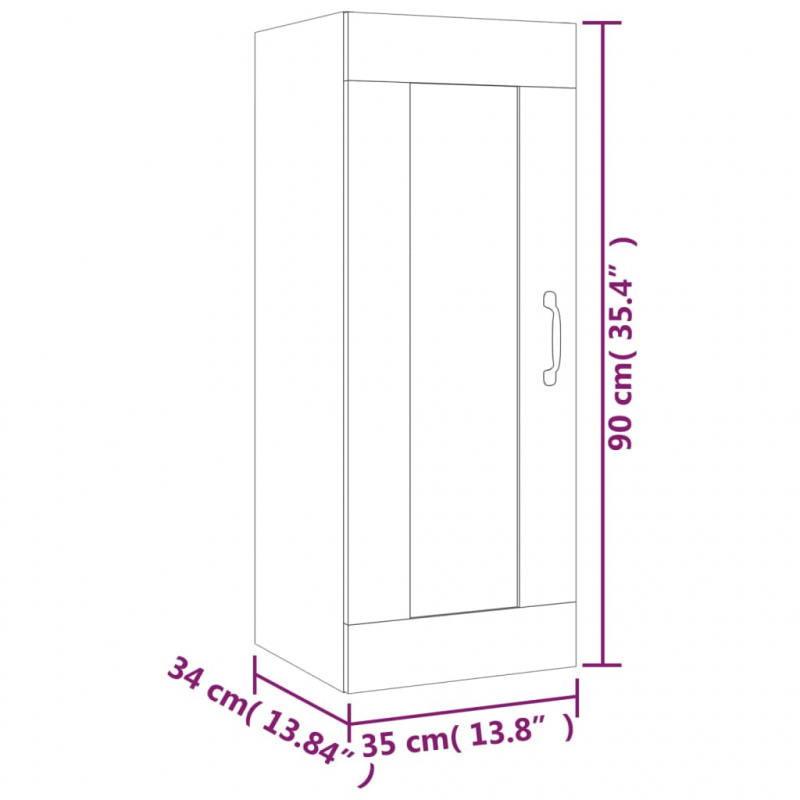 Hängeschrank Betongrau 35x34x90 cm Holzwerkstoff