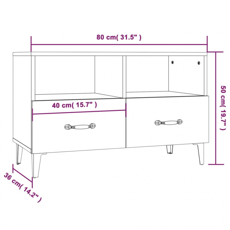 TV-Schrank Hochglanz-Weiß 80x36x50 cm Holzwerkstoff