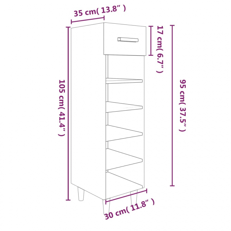 Schuhschrank Betongrau 30x35x105 cm Holzwerkstoff