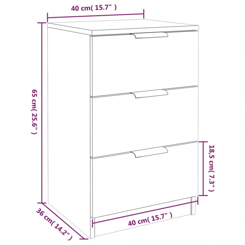 Nachttisch Grau Sonoma 40x36x65 cm