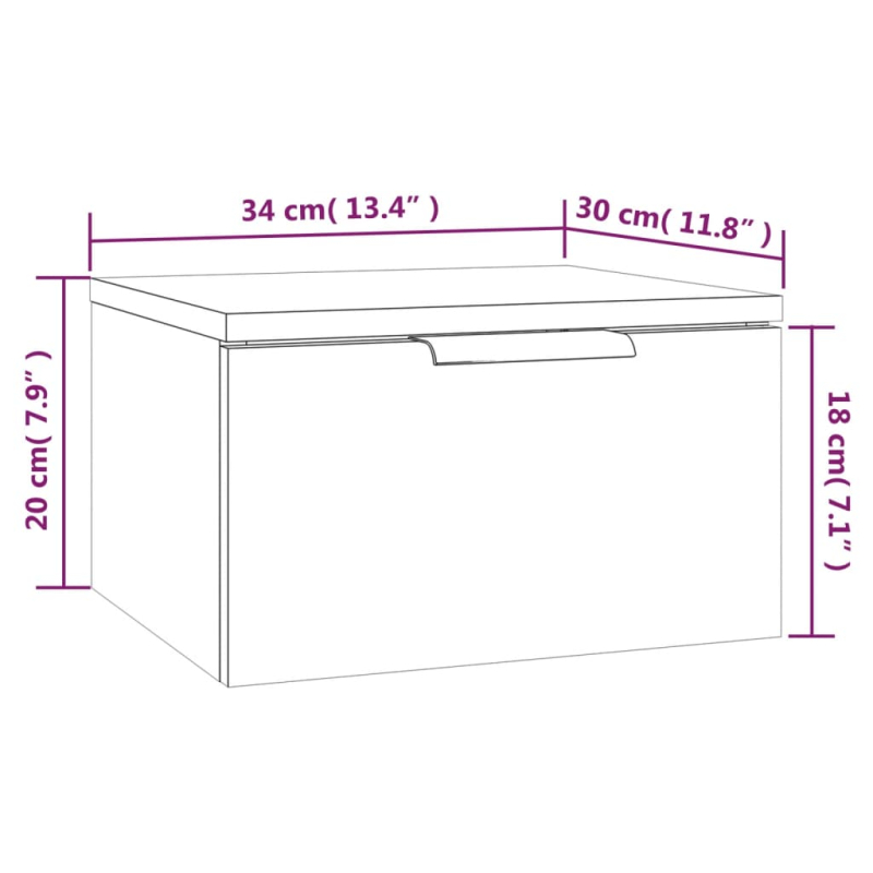 Wand-Nachttisch Grau Sonoma 34x30x20 cm