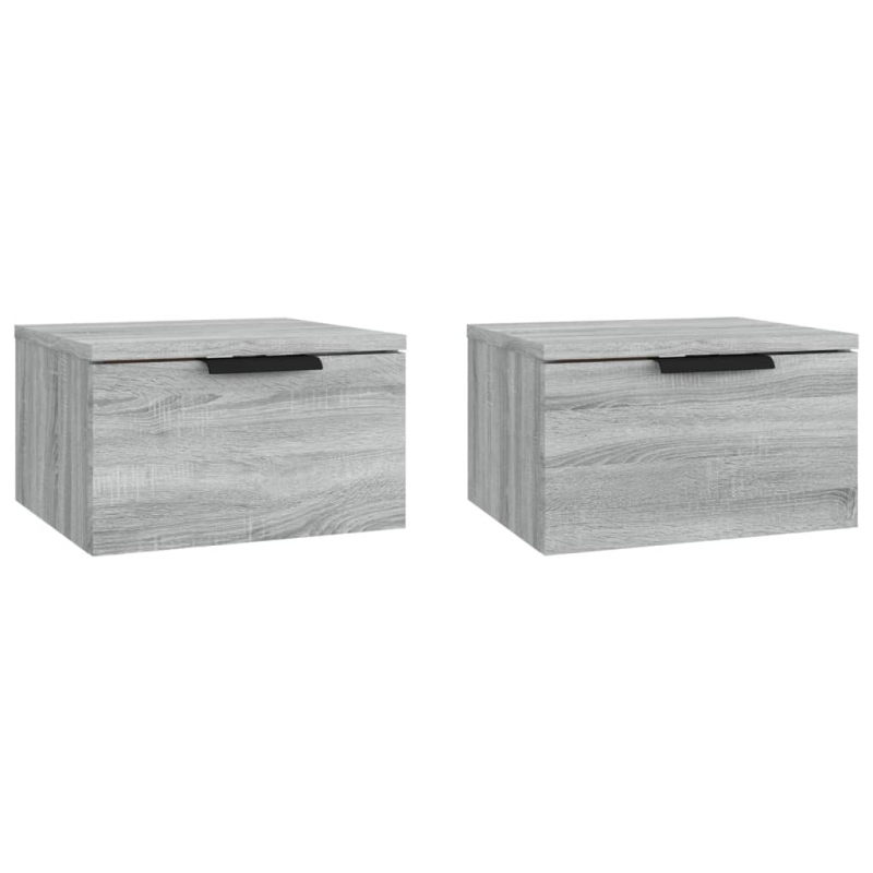Wand-Nachttische 2 Stk. Grau Sonoma 34x30x20 cm