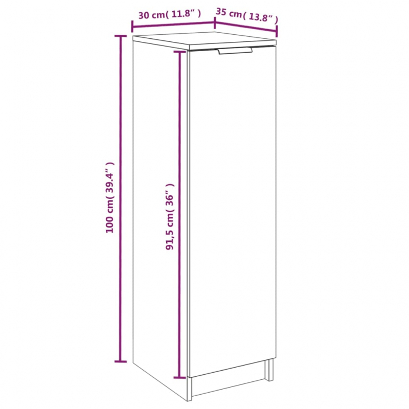 Schuhschrank Grau Sonoma 30x35x100 cm Holzwerkstoff