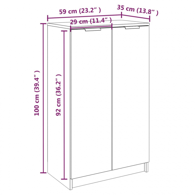 Schuhschrank Grau Sonoma 59x35x100 cm Holzwerkstoff