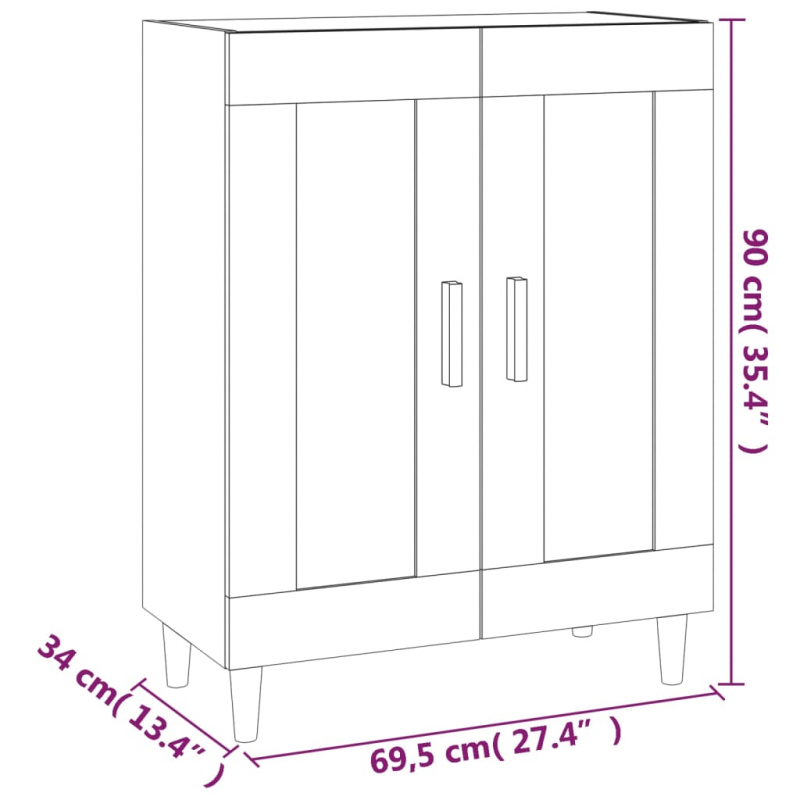 Sideboard Braun Eichen-Optik 69,5x34x90 cm Holzwerkstoff