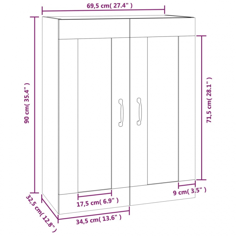 Hängeschrank Räuchereiche 69,5x32,5x90 cm