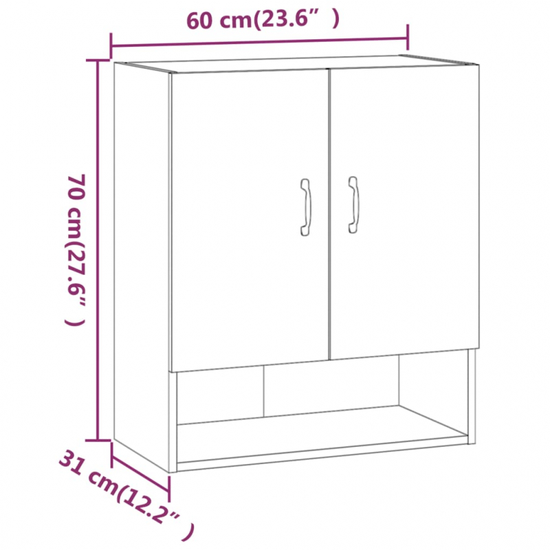 Wandschrank Grau Sonoma 60x31x70 cm Holzwerkstoff