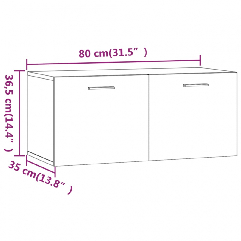 Wandschrank Grau Sonoma 80x35x36,5 cm Holzwerkstoff