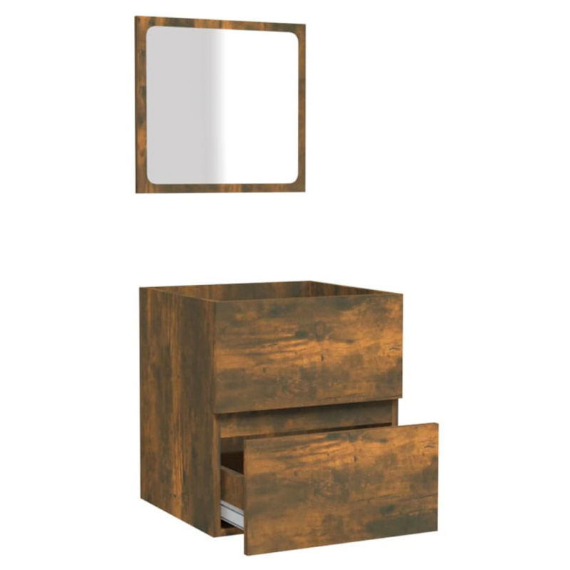 Badschrank mit Spiegel Räuchereiche Holzwerkstoff