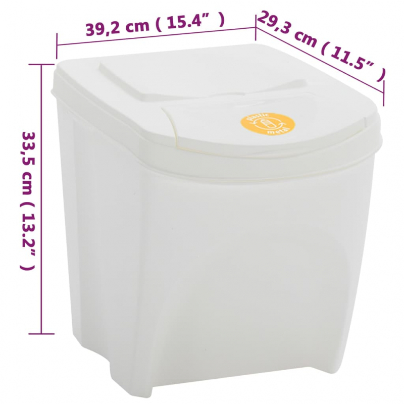 Stapelbare Mülleimer 4 Stk. Weiß 100 L Polypropylen