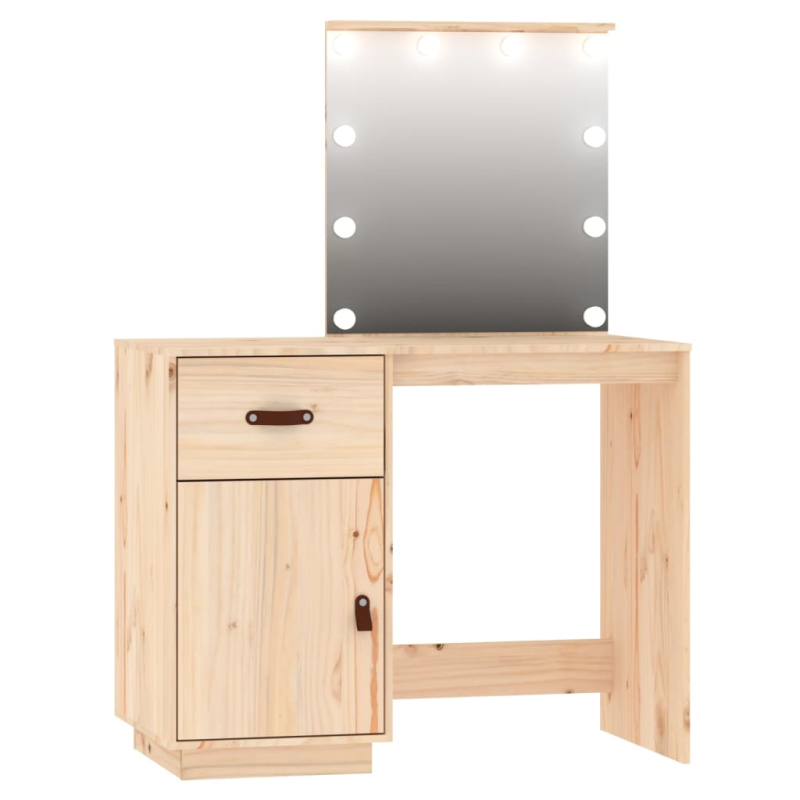 Schminktisch-Set mit LED Massivholz Kiefer