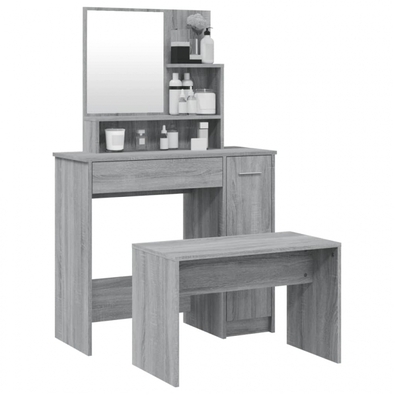 Schminktisch-Set Grau Sonoma 86,5x35x136 cm