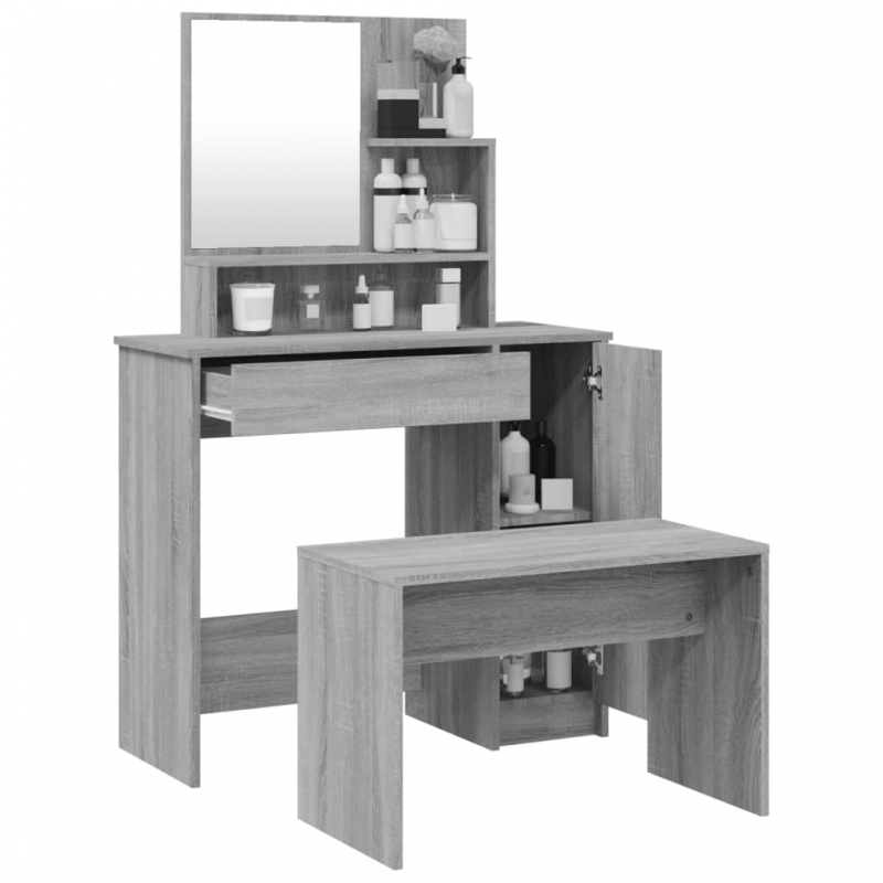 Schminktisch-Set Grau Sonoma 86,5x35x136 cm