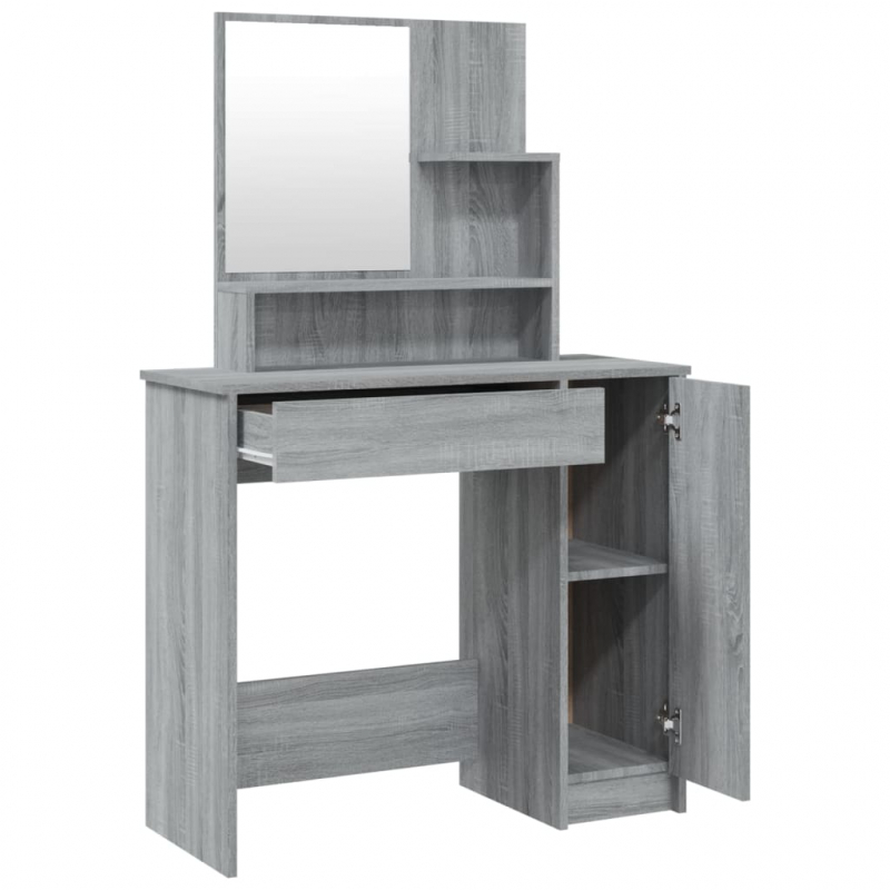 Schminktisch-Set Grau Sonoma 86,5x35x136 cm