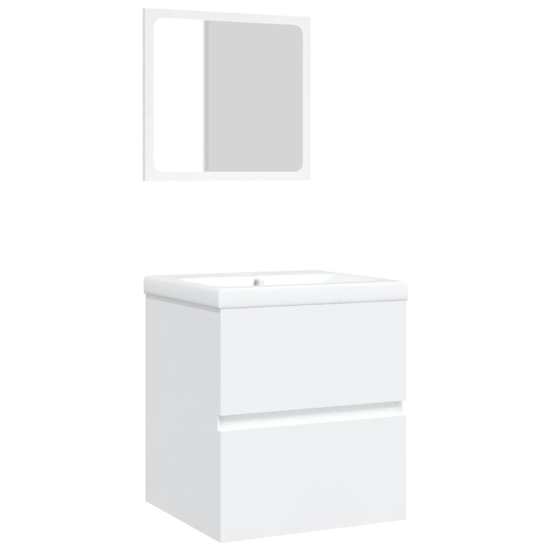 Waschbeckenunterschrank mit Waschbecken und Spiegel Weiß