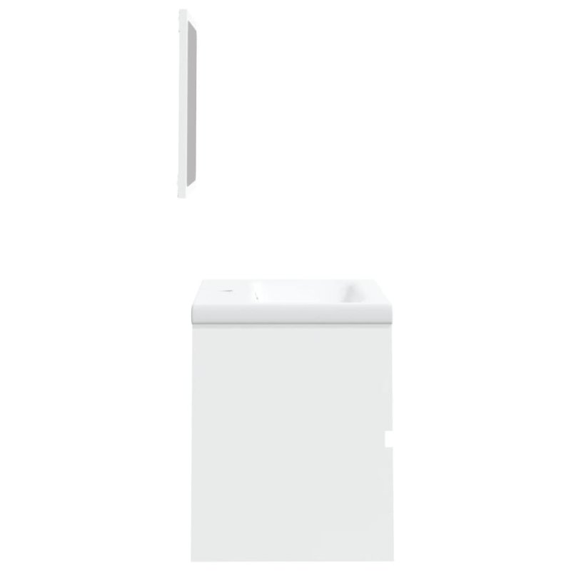 Waschbeckenunterschrank mit Waschbecken und Spiegel Weiß