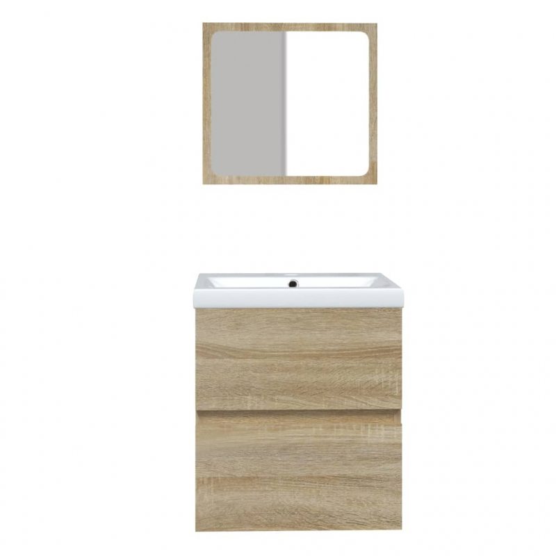 Waschbeckenunterschrank mit Waschbecken Spiegel Sonoma Eiche