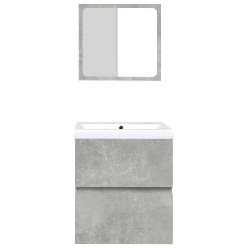 Waschbeckenunterschrank mit Waschbecken und Spiegel Betongrau