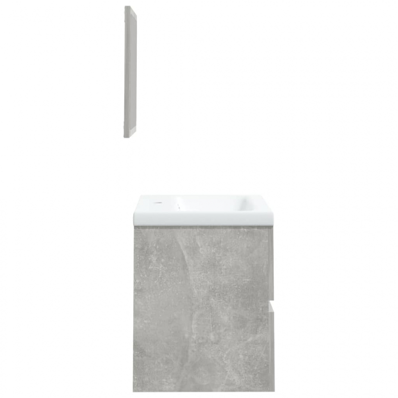 Waschbeckenunterschrank mit Waschbecken und Spiegel Betongrau