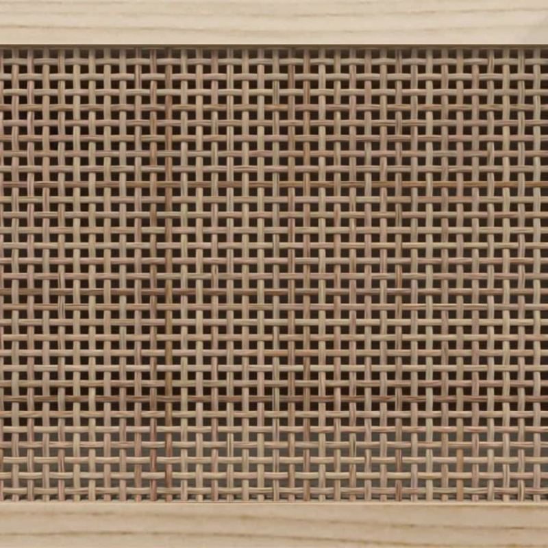 TV-Schrank Weiß 80x30x40 cm Massivholz Kiefer und Natur-Rattan