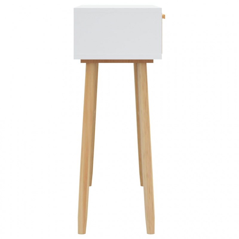 Konsolentisch Weiß 80x30x75 cm Massivholz Kiefer Natur-Rattan
