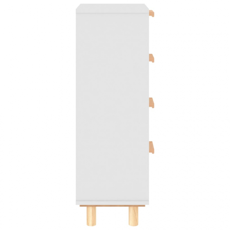 Sideboard Weiß 40x30x90 cm Massivholz Kiefer und Natur-Rattan