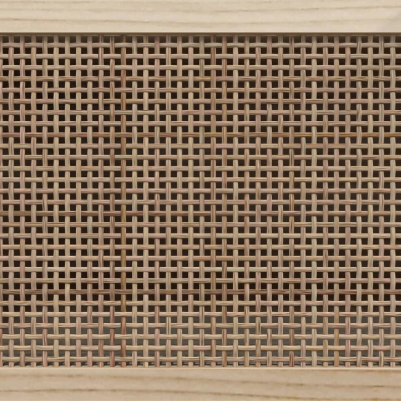 Wandgarderobe Weiß Holzwerkstoff und Rattan Natur