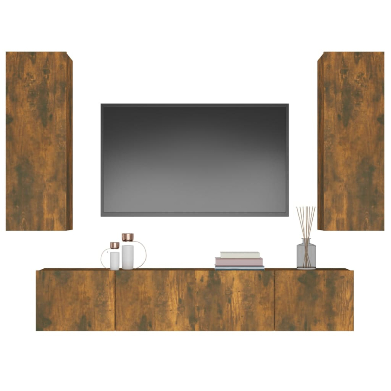 4-tlg. TV-Schrank-Set Räuchereiche Holzwerkstoff