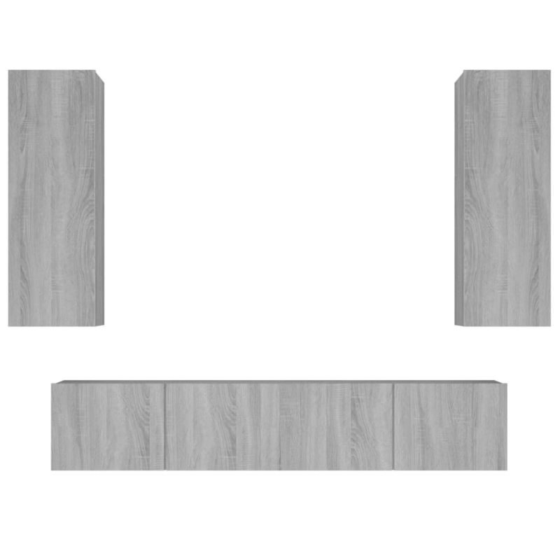 4-tlg. TV-Schrank-Set Grau Sonoma Holzwerkstoff