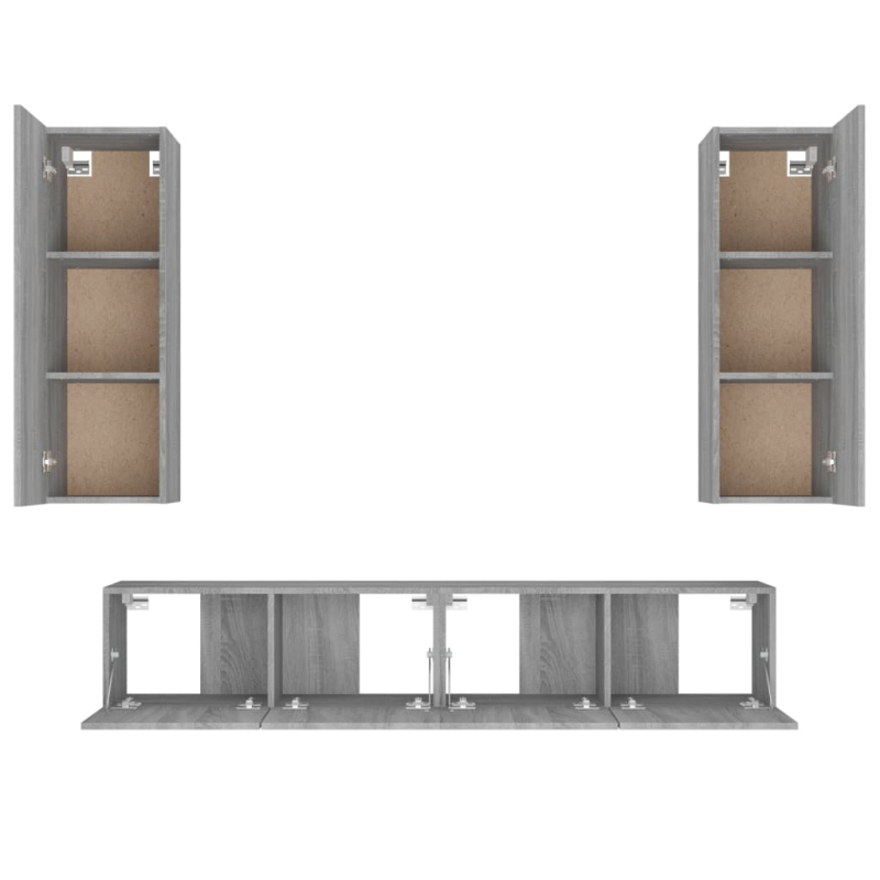 4-tlg. TV-Schrank-Set Grau Sonoma Holzwerkstoff