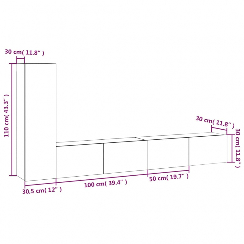 3-tlg. TV-Schrank-Set Schwarz Holzwerkstoff