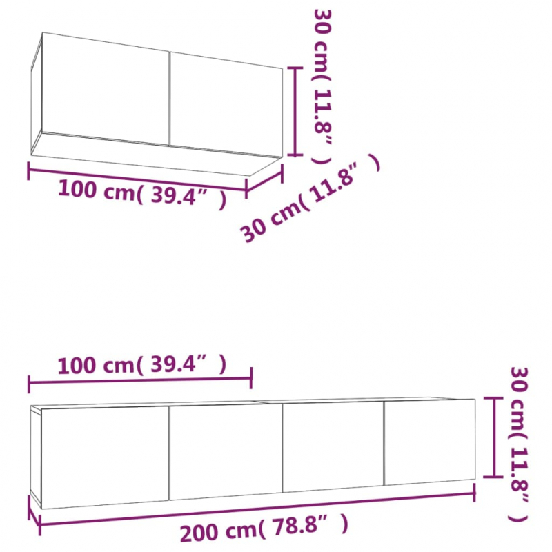 3-tlg. TV-Schrank-Set Sonoma-Eiche Holzwerkstoff