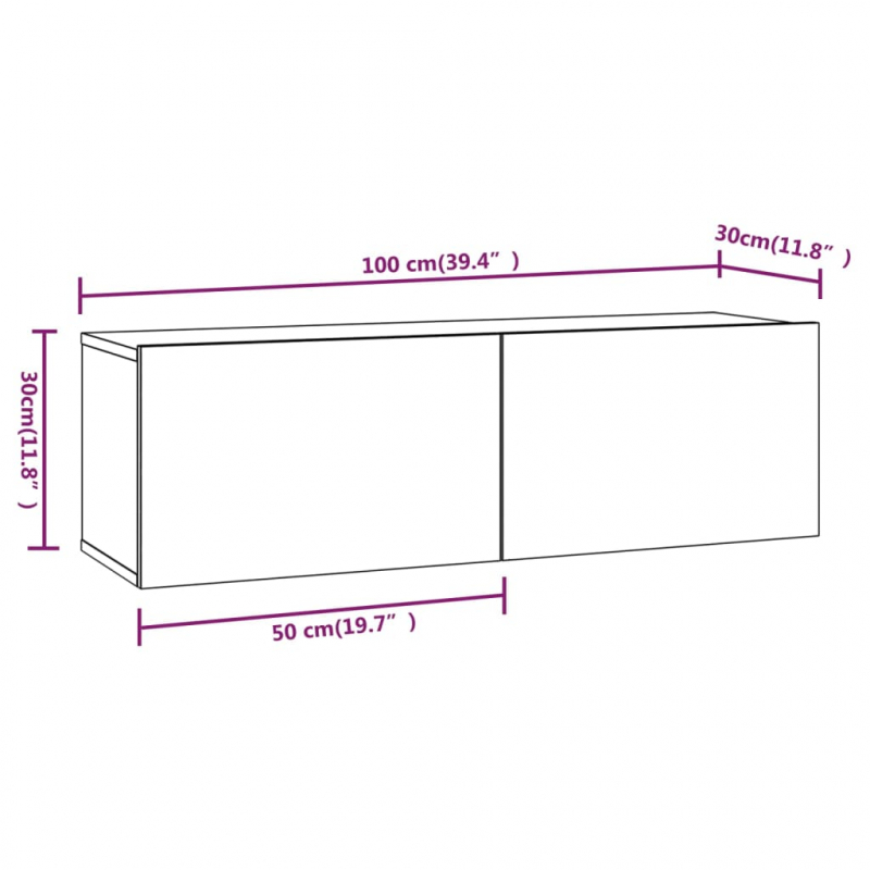 3-tlg. TV-Schrank-Set Grau Sonoma Holzwerkstoff