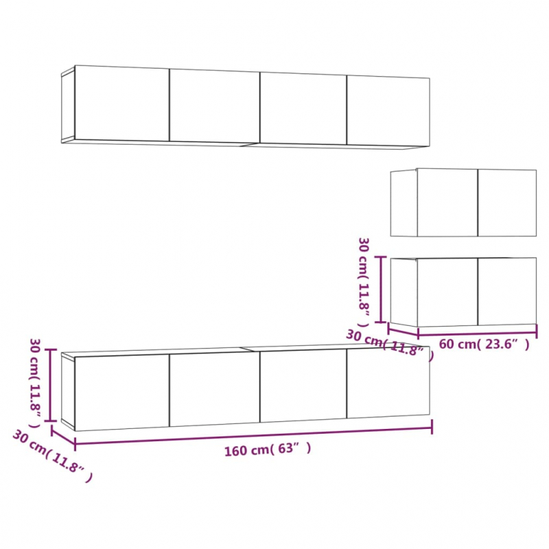 6-tlg. TV-Schrank-Set Weiß Holzwerkstoff