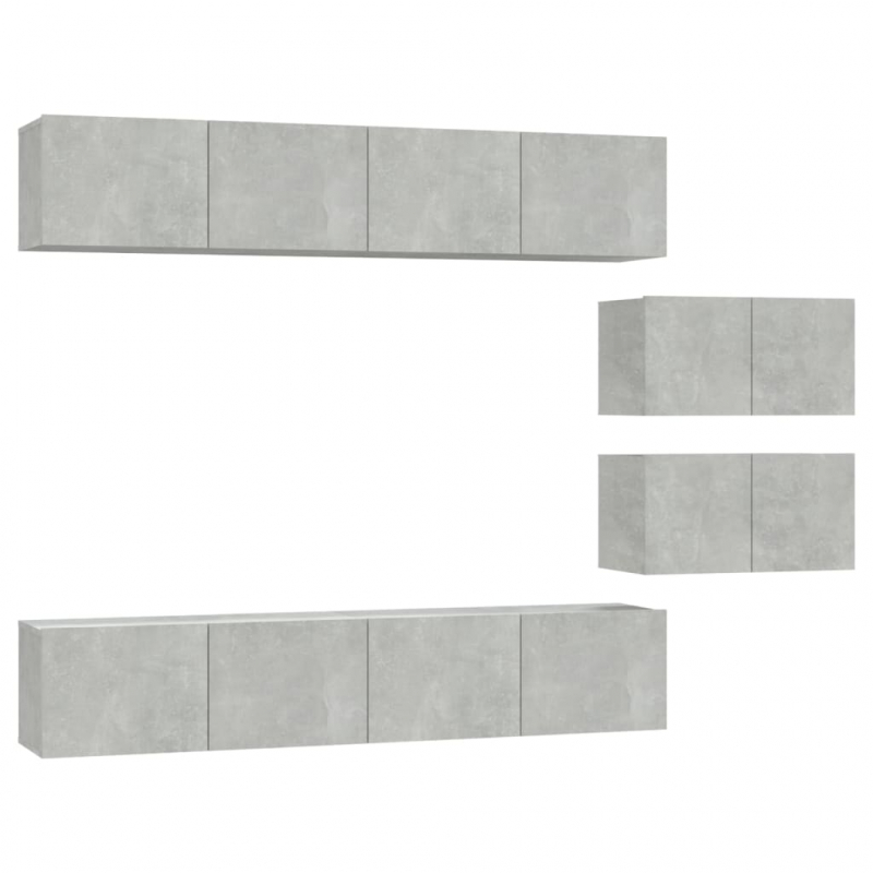 6-tlg. TV-Schrank-Set Betongrau Holzwerkstoff