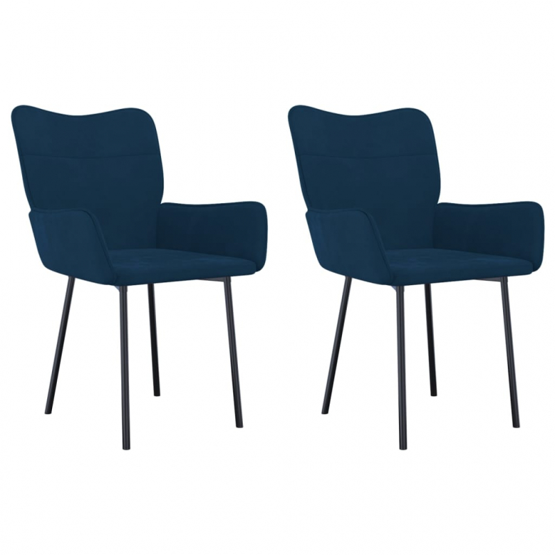 Esszimmerstühle 2 Stk. Blau Samt