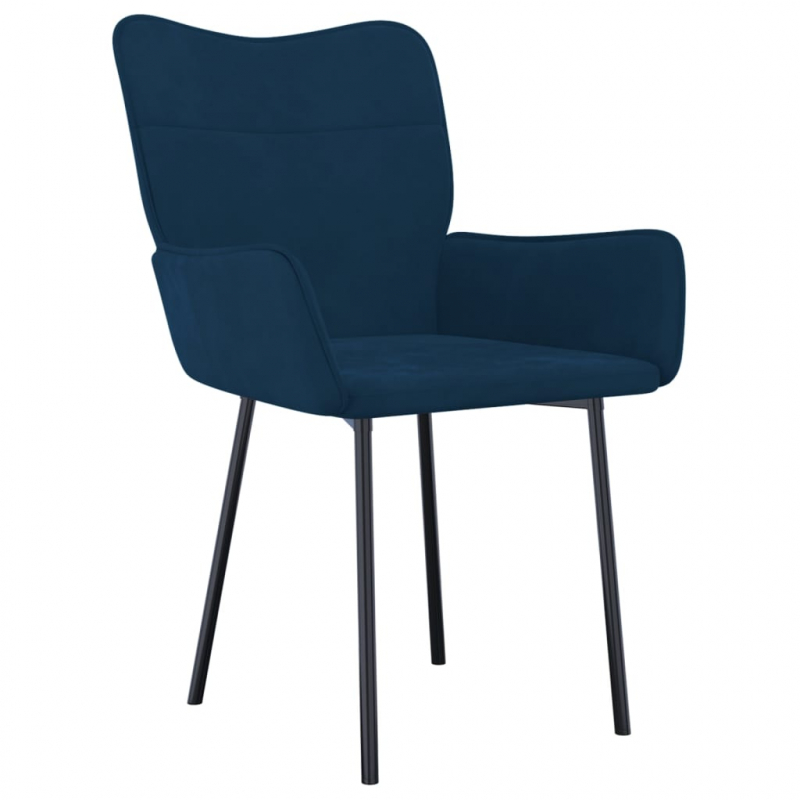 Esszimmerstühle 2 Stk. Blau Samt