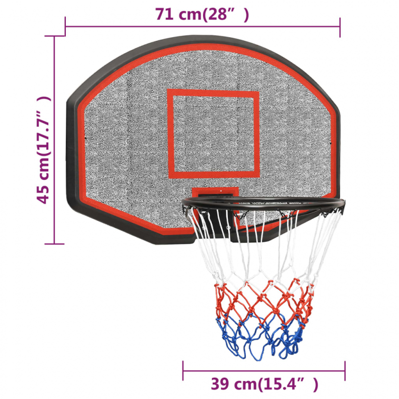 Basketballkorb Schwarz 71x45x2 cm Polyethylen