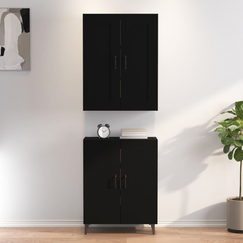 Highboard Schwarz 70x34x180 cm Holzwerkstoff