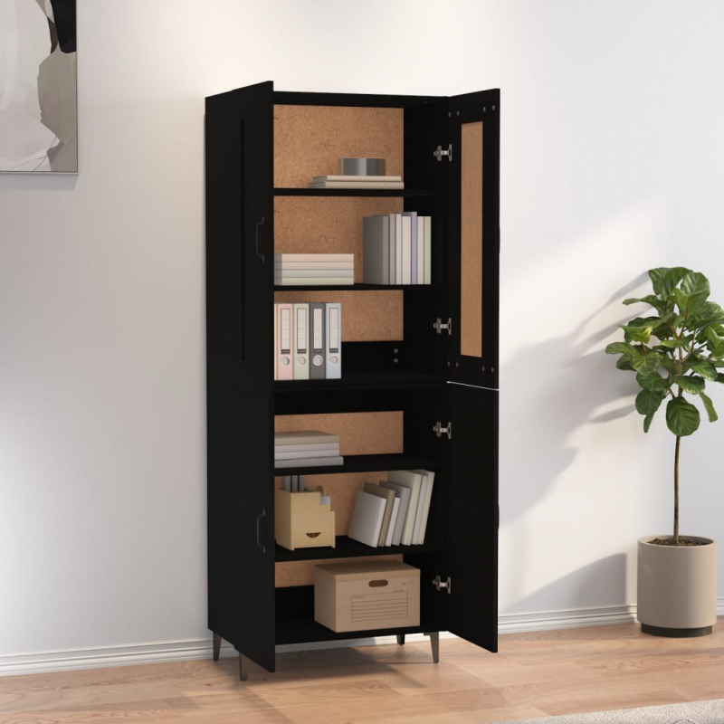 Highboard Schwarz 70x34x180 cm Holzwerkstoff
