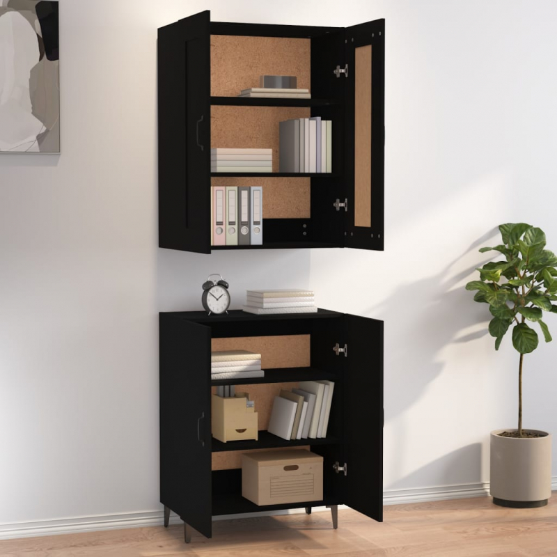 Highboard Schwarz 70x34x180 cm Holzwerkstoff