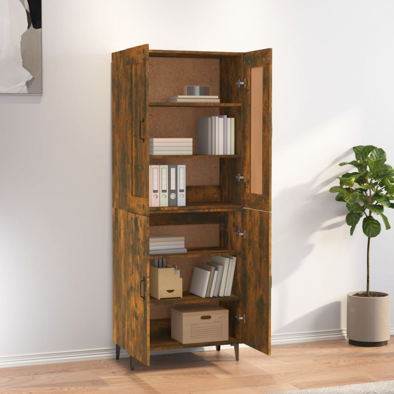 Highboard Räuchereiche 70x34x180 cm Holzwerkstoff