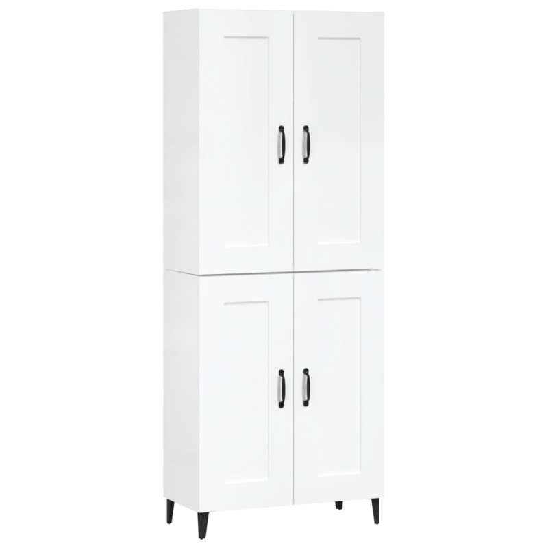 Highboard Hochglanz-Weiß 69,5x34x180 cm Holzwerkstoff