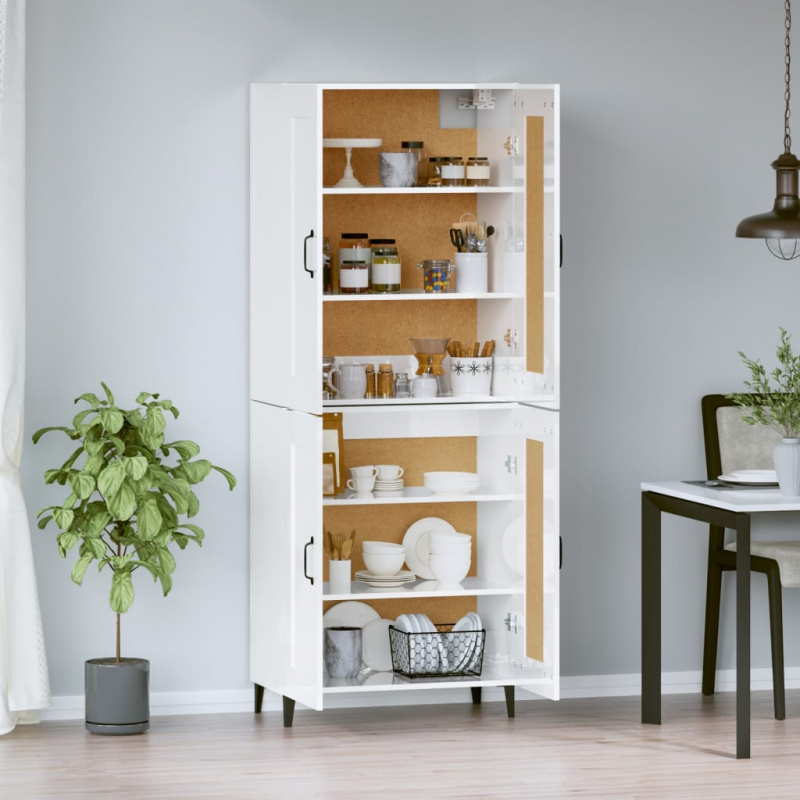 Highboard Hochglanz-Weiß 69,5x34x180 cm Holzwerkstoff
