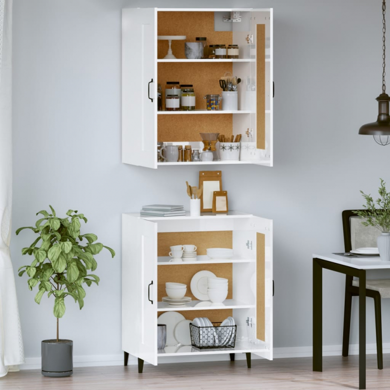 Highboard Hochglanz-Weiß 69,5x34x180 cm Holzwerkstoff